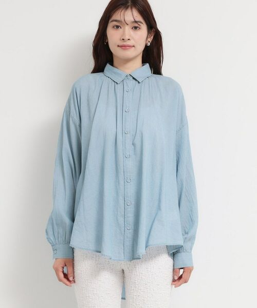THE SHOP TK / ザ ショップ ティーケー シャツ・ブラウス | シアーデニムシャツ | 詳細9