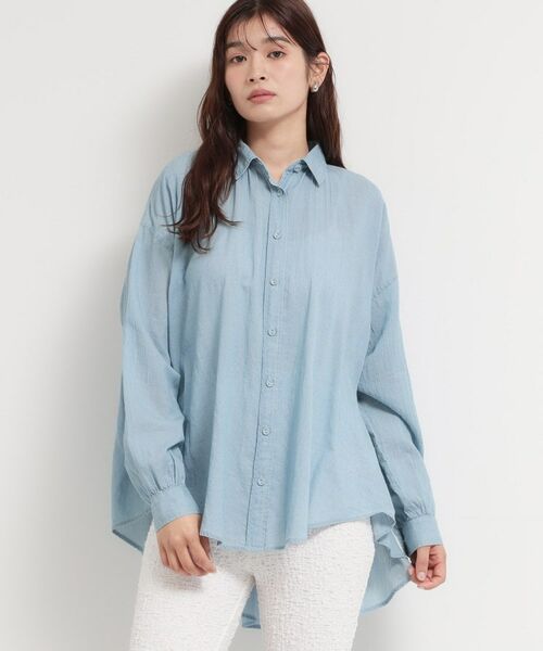 THE SHOP TK / ザ ショップ ティーケー シャツ・ブラウス | シアーデニムシャツ（サックスブルー(090)）