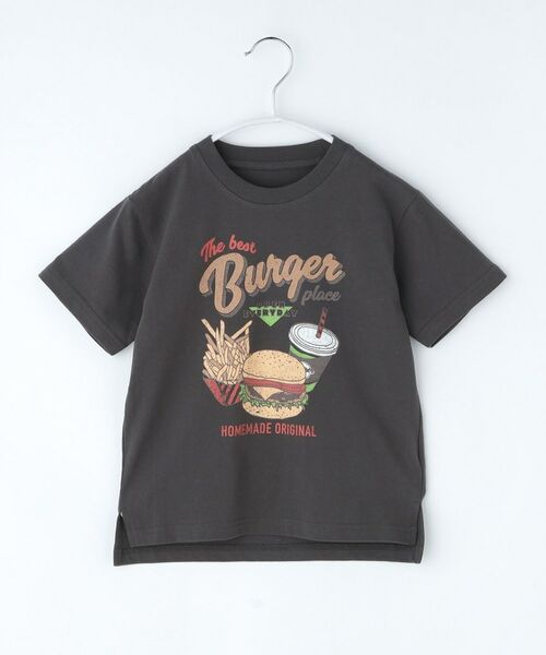 THE SHOP TK / ザ ショップ ティーケー Tシャツ | 天竺アソート アメカジプリント 半袖Tシャツ ロゴ、キャット、ハンバーガー（スミクロ(018)）