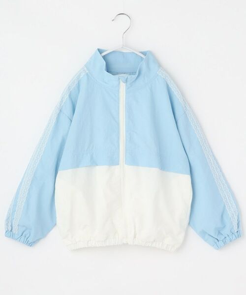 THE SHOP TK / ザ ショップ ティーケー レザーブルゾン・ジャケット | 【110-160】レース配色ナイロンブルゾン(サックスブルー(590))