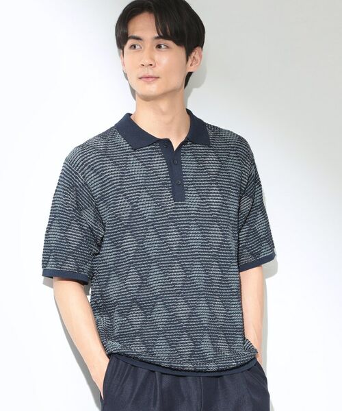 THE SHOP TK / ザ ショップ ティーケー ニット・セーター | アーガイルメッシュポロ半袖Tシャツ | 詳細2