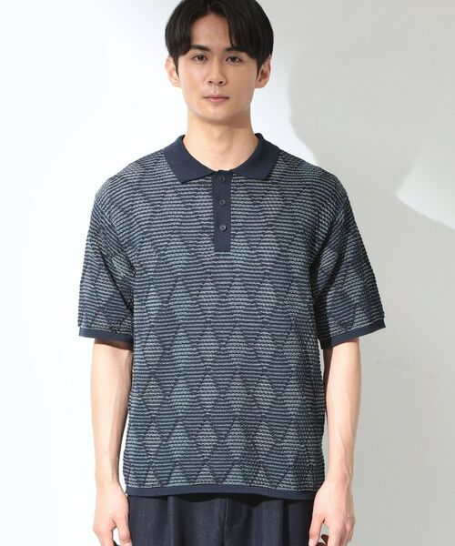 THE SHOP TK / ザ ショップ ティーケー ニット・セーター | アーガイルメッシュポロ半袖Tシャツ | 詳細5