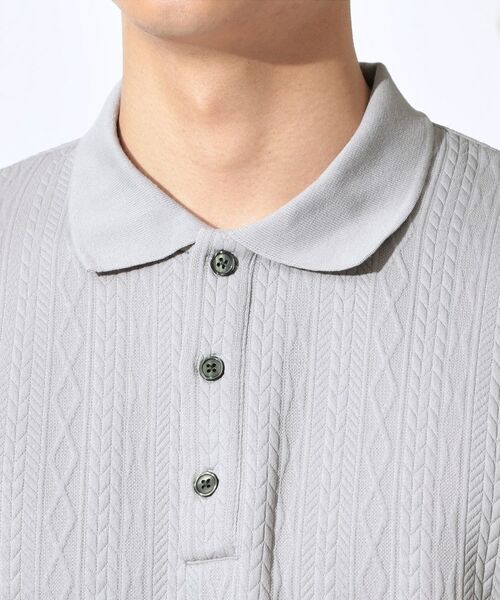 THE SHOP TK / ザ ショップ ティーケー ポロシャツ | 【シンプルすぎない大人の表情】ケーブルフクレポロシャツ 吸水速乾/UVケア/洗濯機OK | 詳細21