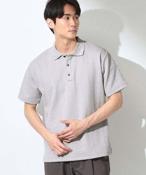 THE SHOP TK / ザ ショップ ティーケー ポロシャツ | ケーブルフクレポロシャツ（ライトグレー(011)）