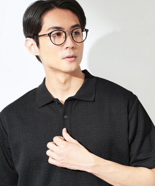 THE SHOP TK / ザ ショップ ティーケー ポロシャツ | ケーブルフクレポロシャツ（ブラック(019)）