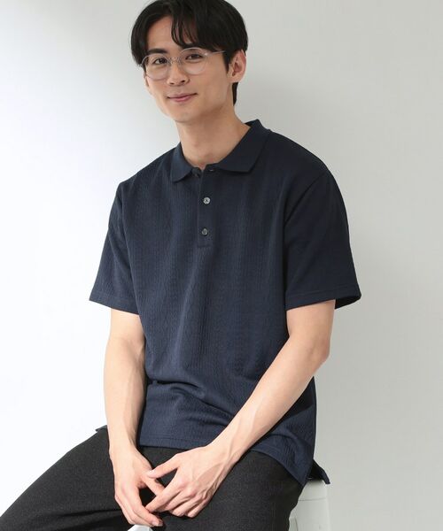 THE SHOP TK / ザ ショップ ティーケー ポロシャツ | ケーブルフクレポロシャツ（ブルー(093)）