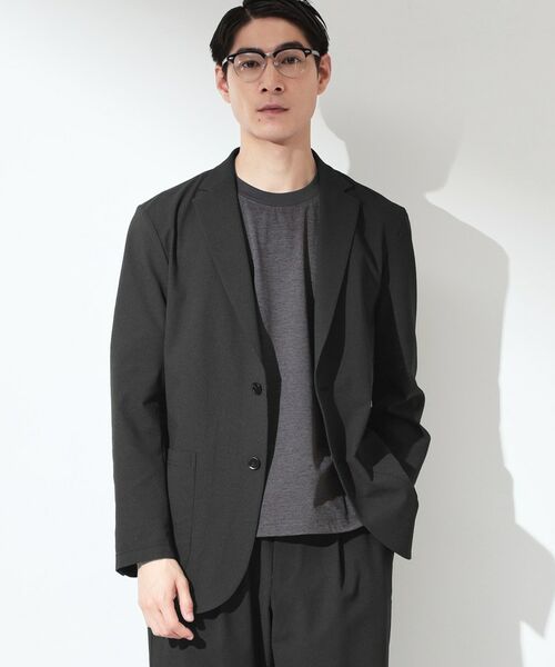 THE SHOP TK / ザ ショップ ティーケー テーラードジャケット | マイクロ シアサッカー ジャケット 洗濯機OK／セットアップ可（ブラック(019)）