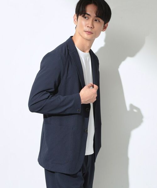 THE SHOP TK / ザ ショップ ティーケー テーラードジャケット | マイクロ シアサッカー ジャケット 洗濯機OK／セットアップ可 | 詳細1