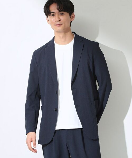 THE SHOP TK / ザ ショップ ティーケー テーラードジャケット | マイクロ シアサッカー ジャケット 洗濯機OK／セットアップ可（ネイビー(094)）