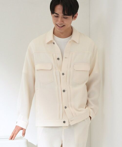 THE SHOP TK / ザ ショップ ティーケー レザーブルゾン・ジャケット | パナマメッシュ シャツブルゾン 洗濯機OK／セットアップ可 | 詳細1