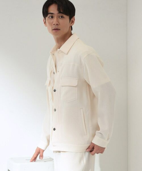 THE SHOP TK / ザ ショップ ティーケー レザーブルゾン・ジャケット | パナマメッシュ シャツブルゾン 洗濯機OK／セットアップ可 | 詳細2