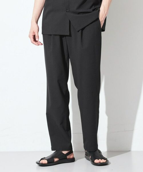 THE SHOP TK / ザ ショップ ティーケー パンツ | マイクロ シアサッカー イージーパンツ 洗濯機OK／セットアップ可（ブラック(019)）