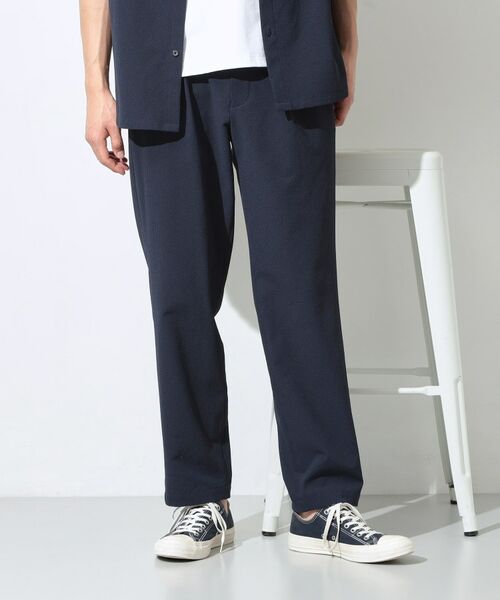 THE SHOP TK / ザ ショップ ティーケー パンツ | マイクロ シアサッカー イージーパンツ 洗濯機OK／セットアップ可（ネイビー(094)）