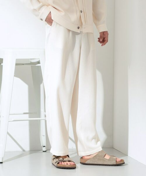 THE SHOP TK / ザ ショップ ティーケー パンツ | パナマメッシュ ワイドイージーパンツ 洗濯機OK／セットアップ可（アイボリー(004)）