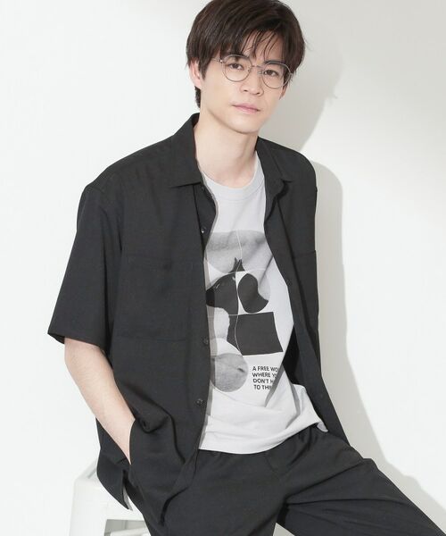 THE SHOP TK / ザ ショップ ティーケー シャツ・ブラウス | LITE TEX ダブルフラップ半袖シャツ セットアップ可（ブラック(019)）