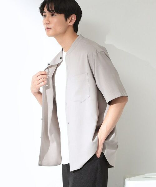 THE SHOP TK / ザ ショップ ティーケー シャツ・ブラウス | LITE TEX バンドカラー半袖シャツ セットアップ可 | 詳細2