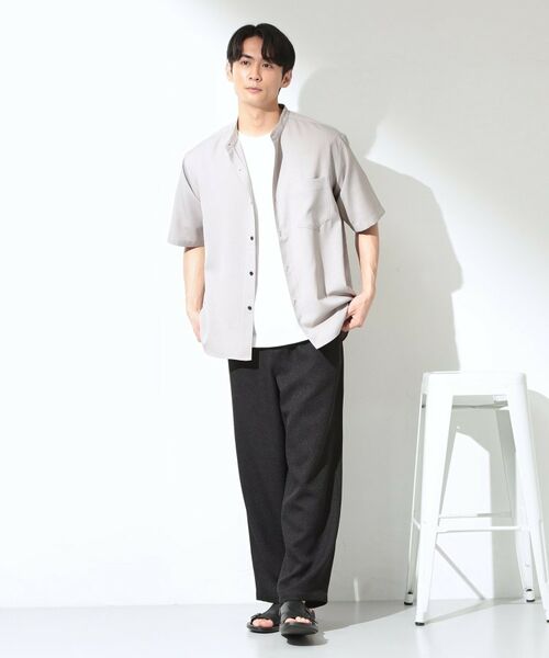 THE SHOP TK / ザ ショップ ティーケー シャツ・ブラウス | LITE TEX バンドカラー半袖シャツ セットアップ可 | 詳細3