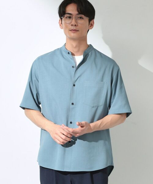 THE SHOP TK / ザ ショップ ティーケー シャツ・ブラウス | LITE TEX バンドカラー半袖シャツ セットアップ可 | 詳細5