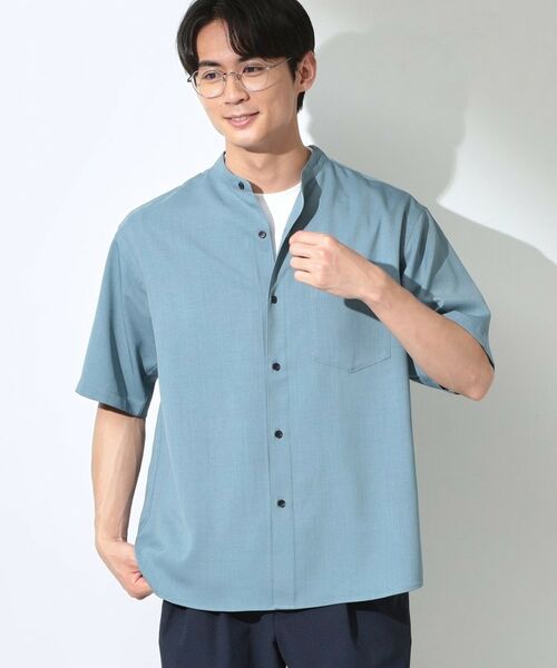 THE SHOP TK / ザ ショップ ティーケー シャツ・ブラウス | LITE TEX バンドカラー半袖シャツ セットアップ可 | 詳細6