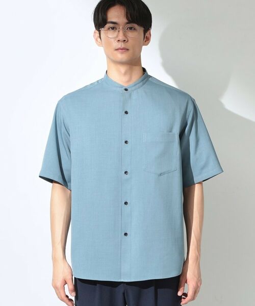 THE SHOP TK / ザ ショップ ティーケー シャツ・ブラウス | LITE TEX バンドカラー半袖シャツ セットアップ可 | 詳細9