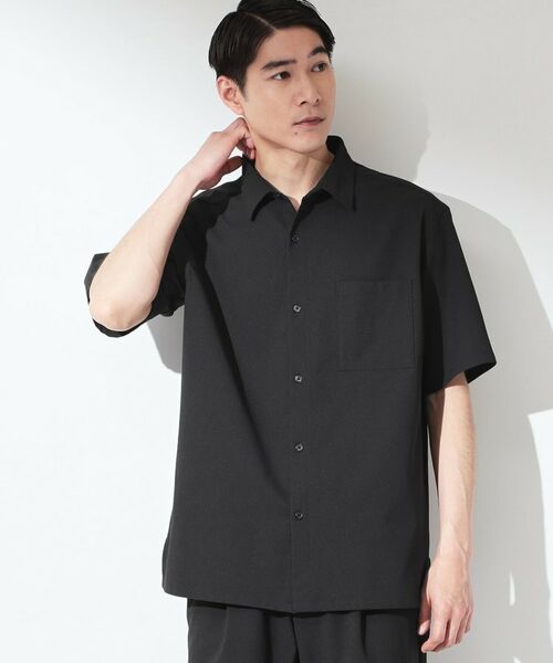 THE SHOP TK / ザ ショップ ティーケー シャツ・ブラウス | マイクロ シアサッカー 半袖シャツ 洗濯機OK／セットアップ可（ブラック(019)）