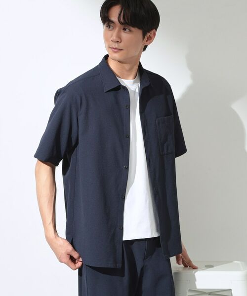 THE SHOP TK / ザ ショップ ティーケー シャツ・ブラウス | マイクロ シアサッカー 半袖シャツ 洗濯機OK／セットアップ可 | 詳細1