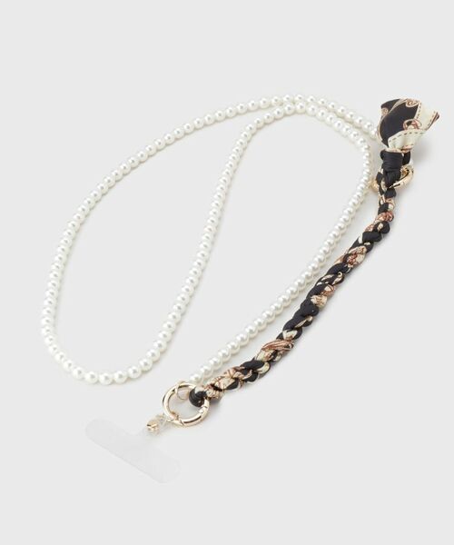 THE SHOP TK / ザ ショップ ティーケー キーホルダー・ストラップ | スカーフ切替ロングストラップ（ブラック(019)）