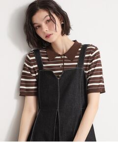 THE SHOP TK / ザ ショップ ティーケー ニット・セーター | 【多機能】レーヨンナイロンボーダーポロニット