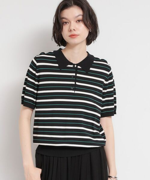THE SHOP TK / ザ ショップ ティーケー ニット・セーター | 【多機能】レーヨンナイロンボーダーポロニット | 詳細1