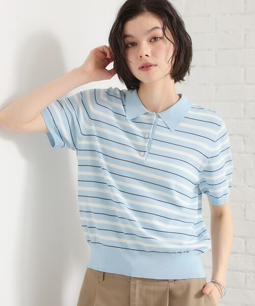 THE SHOP TK / ザ ショップ ティーケー ニット・セーター | 【多機能】レーヨンナイロンボーダーポロニット | 詳細10