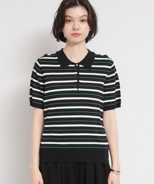 THE SHOP TK / ザ ショップ ティーケー ニット・セーター | 【多機能】レーヨンナイロンボーダーポロニット | 詳細13