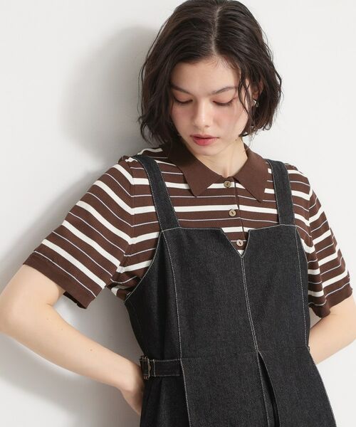 THE SHOP TK / ザ ショップ ティーケー ニット・セーター | 【多機能】レーヨンナイロンボーダーポロニット | 詳細5