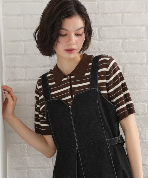 THE SHOP TK / ザ ショップ ティーケー ニット・セーター | 【多機能】レーヨンナイロンボーダーポロニット | 詳細6