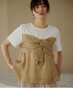 THE SHOP TK / ザ ショップ ティーケー Tシャツ | 【ひんやり／吸水速乾／UV】ビスチェ風切り替えTシャツ