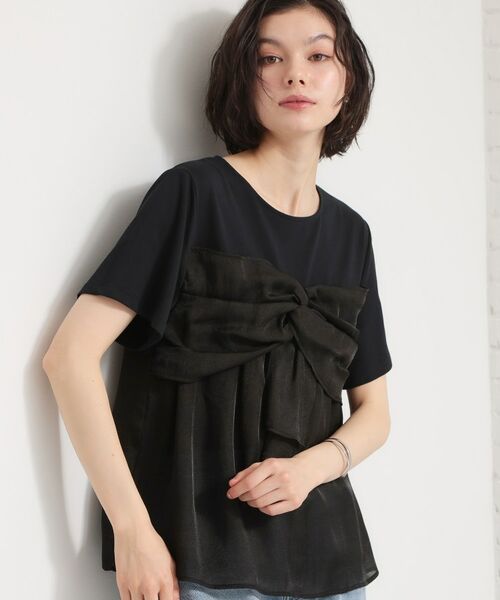 THE SHOP TK / ザ ショップ ティーケー カットソー | 【多機能】ビスチェ風切り替えTシャツ（ブラック(019)）