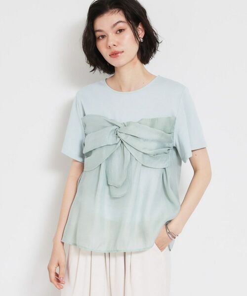 THE SHOP TK / ザ ショップ ティーケー Tシャツ | 【ひんやり／吸水速乾／UV】ビスチェ風切り替えTシャツ（ミントグリーン(021)）