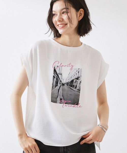 THE SHOP TK / ザ ショップ ティーケー Tシャツ | ポーラ布帛Tシャツ（オフホワイト(003)）