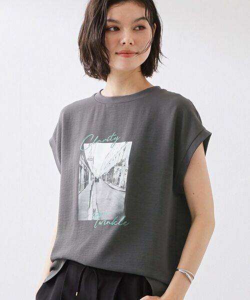 THE SHOP TK / ザ ショップ ティーケー Tシャツ | ポーラ布帛Tシャツ（スミクロ(018)）