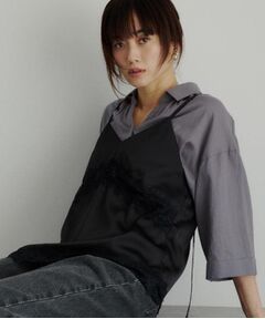 THE SHOP TK / ザ ショップ ティーケー キャミソール・チューブトップ | アシンメトリーサテンレースキャミ