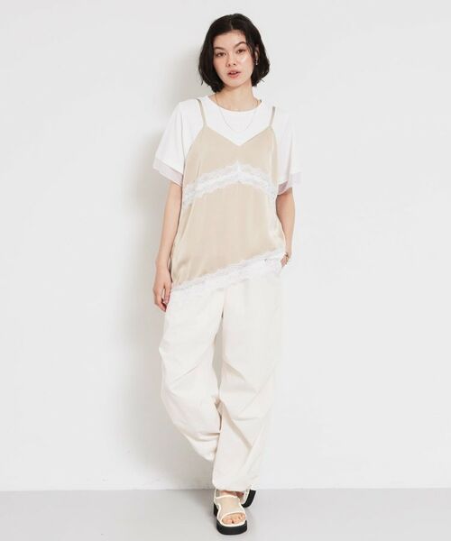 THE SHOP TK / ザ ショップ ティーケー キャミソール・チューブトップ | アシンメトリーサテンレースキャミ | 詳細10