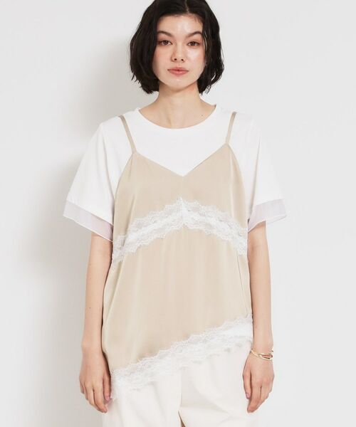 THE SHOP TK / ザ ショップ ティーケー キャミソール・チューブトップ | アシンメトリーサテンレースキャミ | 詳細16