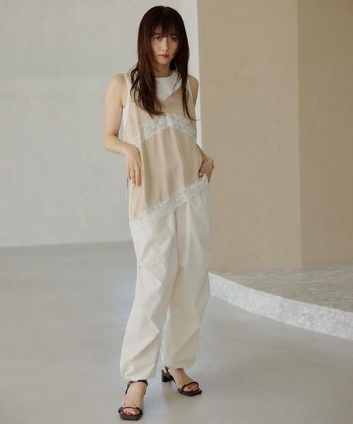 THE SHOP TK / ザ ショップ ティーケー キャミソール・チューブトップ | アシンメトリーサテンレースキャミ | 詳細3