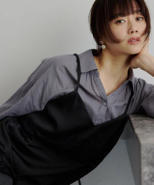 THE SHOP TK / ザ ショップ ティーケー キャミソール・チューブトップ | アシンメトリーサテンレースキャミ | 詳細5