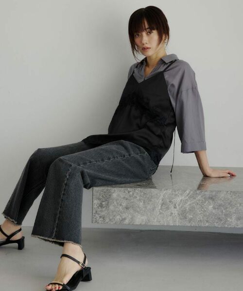 THE SHOP TK / ザ ショップ ティーケー キャミソール・チューブトップ | アシンメトリーサテンレースキャミ | 詳細6