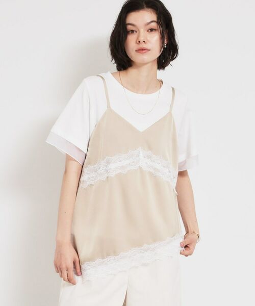 THE SHOP TK / ザ ショップ ティーケー キャミソール・チューブトップ | アシンメトリーサテンレースキャミ | 詳細8