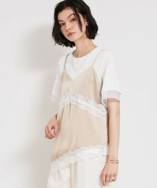 THE SHOP TK / ザ ショップ ティーケー キャミソール・チューブトップ | アシンメトリーサテンレースキャミ | 詳細9