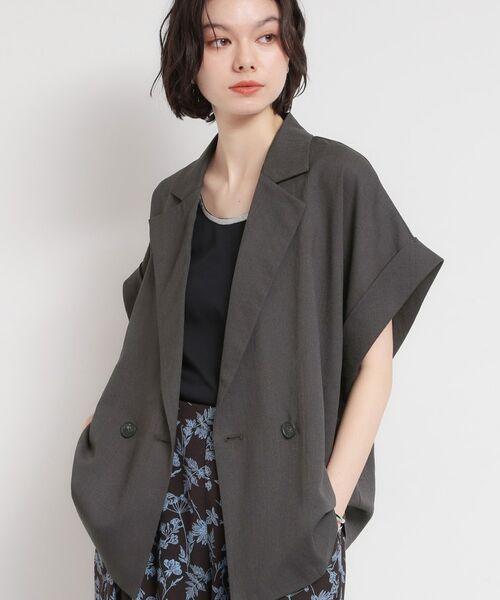 THE SHOP TK / ザ ショップ ティーケー テーラードジャケット | 麻調メッシュダブルブレストジャケット（スミクロ(018)）