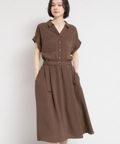 THE SHOP TK / ザ ショップ ティーケー ロング・マキシ丈ワンピース | 【多機能】Wポケットスキッパーワンピース（ブラウン(043)）