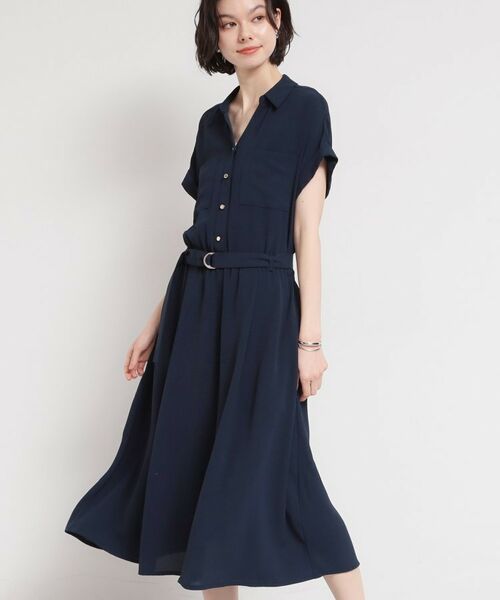 THE SHOP TK / ザ ショップ ティーケー ロング・マキシ丈ワンピース | 【多機能】Wポケットスキッパーワンピース（ネイビー(094)）