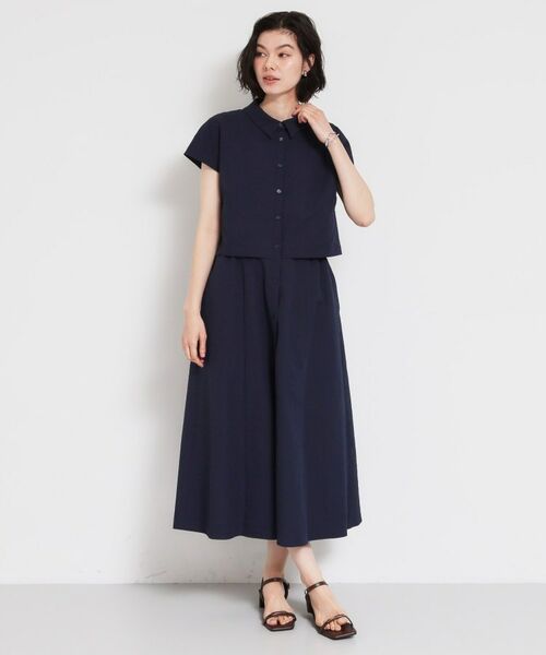 THE SHOP TK / ザ ショップ ティーケー ロング・マキシ丈ワンピース | サッカードッキング風ワンピース | 詳細5